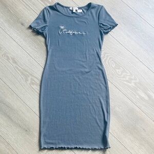 Sincerely Jules Ribbed Bodycon California  Size S Light Blue Mini Dress Y2K